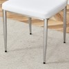 Vynxaria Set of Eight White PU Dining Chairs with Silver Metal Legs - 4 of 4