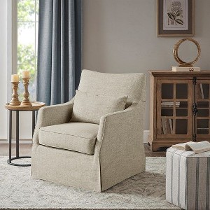 CAVINAS Polyester Swivel Accent Chair with Mid-Height Back and Skirt Hem,Upholstered Swivel Living Room Chairs,Reading Chairs for Living Room - 1 of 4