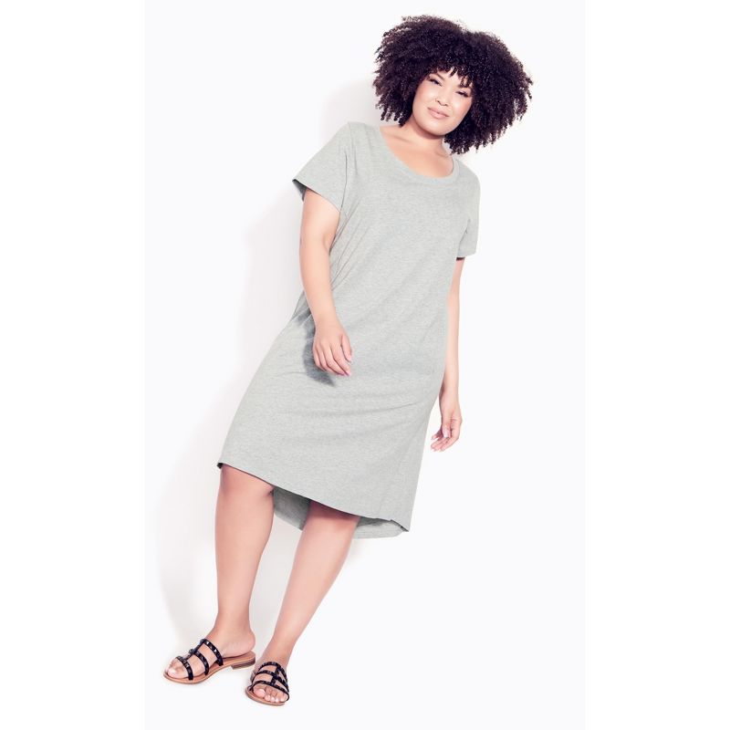Women's Plus Size Hello Sunshine Plain Dress - gray  | ZIM & ZOE, 1 of 4