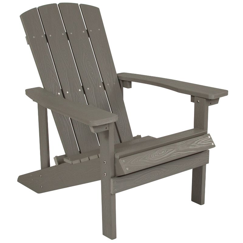 Merrick Lane Azure Adirondack Patio Chairs With Vertical Lattice Back And Weather Resistant Frame, 1 of 18