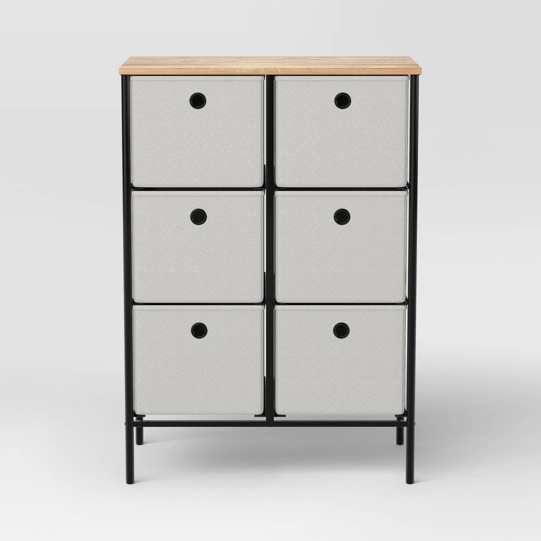Fabric 6-Bin Tall Vertical Dresser Black Frame - Room Essentials™
