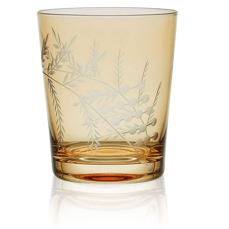 Fitz & Floyd Wildflower Set of 4 Double Old Fashioned Rocks Whiskey Glass, 12 Ounce, Gold, 2 of 6