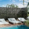Pexfix 72 x 47 Inch Metal Privacy Screen Freestanding Outdoor Divider Panel For Patio Deck Balcony Heavy Duty Base Weatherproof Black Abstract Stone - 2 of 4