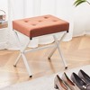 SEVOBAL Ottomans and Benches Upholstered Tufted Vanity Stool Thick Cushion Footstool with Metal Legs for Living Room Bedroom, Pink, - 3 of 4