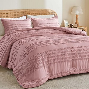BAGOKIE Tufted Striped Bed Set with Comforter and Pillow Sham - 1 of 4
