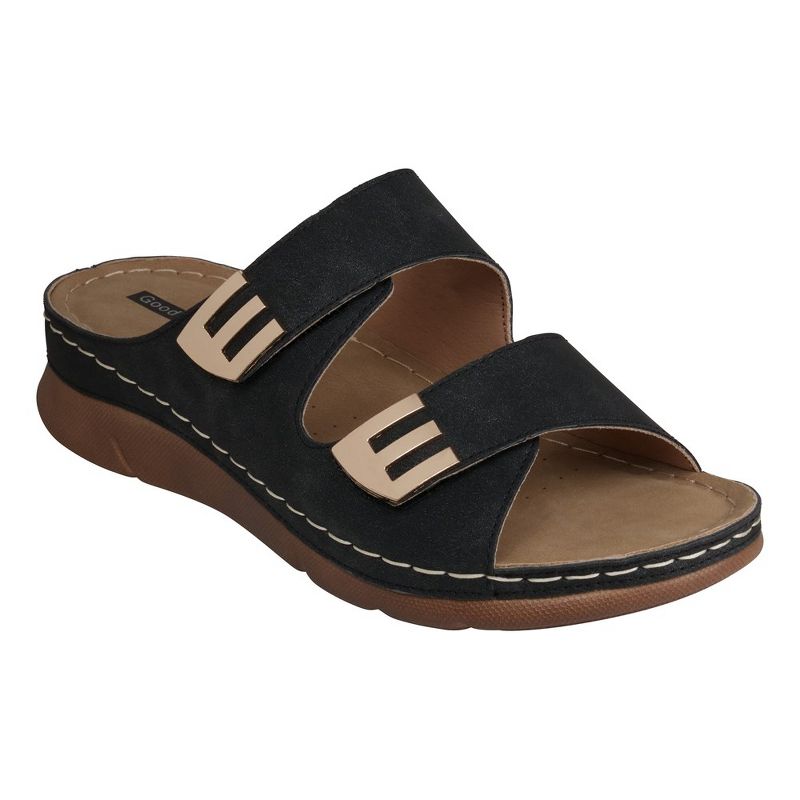 GC Shoes Gretchen Double Velcro Band Comfort Slide Flat Sandals, 1 of 6