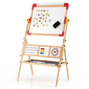SEVOBAL Doodle Mats and Boards 3-in-1 Wooden Art Easel Rotatable Drawing Board Educational Toy for Kids, Orange, 26.32"*22"*18.05" - 1 of 4