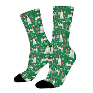 Brittany Spaniel Dog Christmas Women Printed Crew Socks Funny Funky Socks Soft Polyester Novelty Gifts for Artists Men - 1 of 1