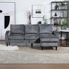 SeaCamel 3-Seat Solid Wood Chenille Sofa, Cup Holders & Storage Ottoman, Cozy Sectional for Living Room - 3 of 4