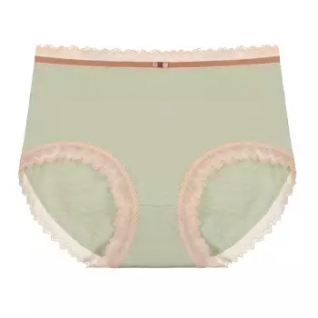 Agnes Orinda High Waist Trim Plus Size Cotton Brief Underwear Panty Panties Light Green Medium :