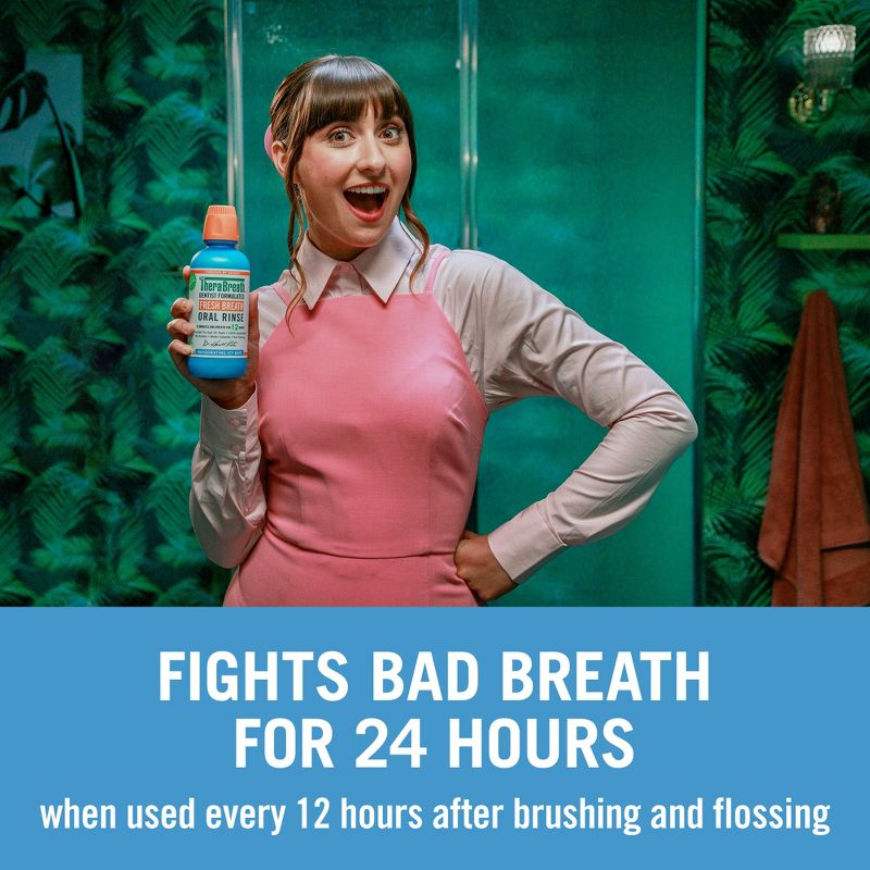 TheraBreath Fresh Breath Mouthwash - Icy Mint - 33.8 fl oz, 4 of 13