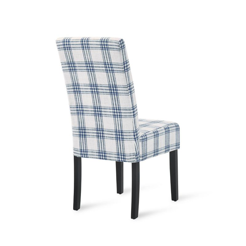 2pk Pertica Contemporary Upholstered Plaid Dining Chairs Dark Blue/Light Beige/Espresso - Christopher Knight Home, 5 of 13