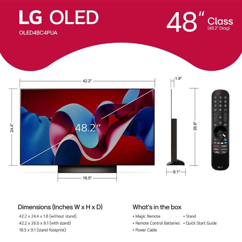 LG OLED48C4PUA 48" 4K UHD OLED evo C4 Smart TV, 3 of 12