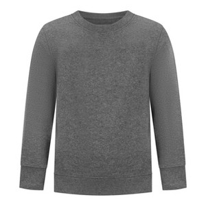 EVERYDAY KIDS Boys’ Fleece Charcoal Gray Crewneck Sweatshirt; Boy’s Long Sleeve Pullover Shirt - Soft and Breathable Cotton/Poly Blend - 1 of 4