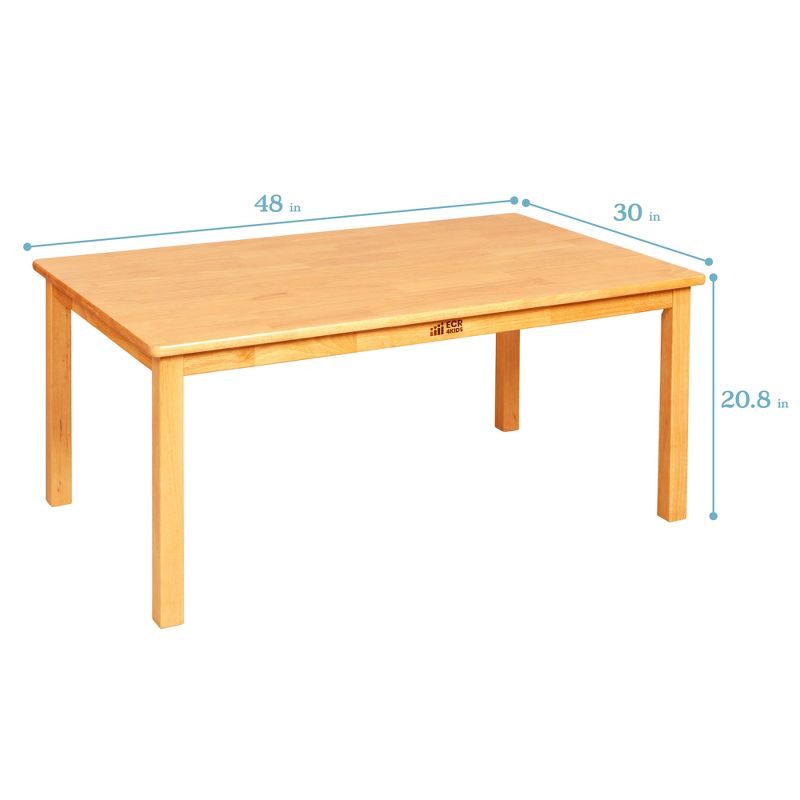 ECR4Kids 24in x 48in Rectangular Hardwood Table with 20in Legs and Four 10in Chair, Kids Furniture, 2 of 13