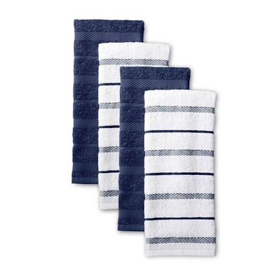 2pk Cotton Striped Terry Kitchen Towels Dark Blue - Threshold™