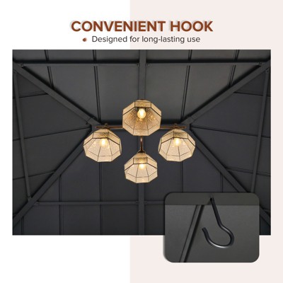 13x15 Cedar and Black Steel Double Roof Gazebo