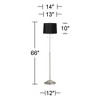 360 Lighting Abba Modern Floor Lamp Standing 66" Tall Brushed Nickel Silver Black Hardback Tapered Drum Shade for Living Room Bedroom Office House - 4 of 4