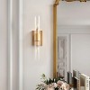 Dewdrop Modern Wall Light, Single Gold Sconce with Clear Glass Tube Shade for Hallway, Bathroom, Living Room or Entryway - 3 of 4