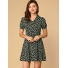 INSPIRE CHIC Women's V Neck Short Sleeve Button Front Summer Floral Shirt Dresses - 2 of 4