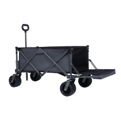 FURNIinspire Outdoor Serving Carts Collapsible Folding Wagon 300L Collapsible Wagon with Tailgate All-Terrain Wheels, Gray, 49.02"*22.05"*35.04"