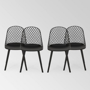 Lily 4pk Resin Modern Dining Chairs - Black - Christopher Knight Home: Weather-Resistant, Polypropylene Frame, Armless Design - 1 of 4