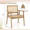 Tangkula 2PCS Wood Chair Teak Wood Armchair w/ Rattan Seat & Curved Backrest Dining Chair Patio - 4 of 4
