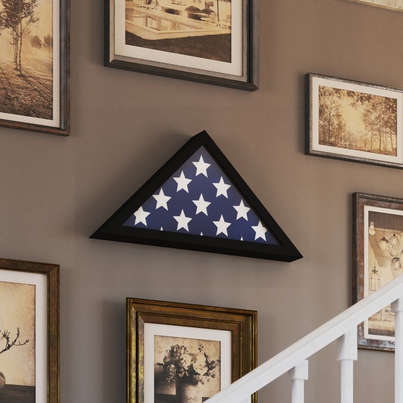 Merrick Lane Solid Wood Military Memorial Flag Display Case for 9.5' x 5' American Veteran Flag, 4 of 12