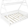 TopComfy Beds Full Size House Bed Fence Roof Bed Frame for Kids Low Floor Structure House Design Safety Fence for Kids Room, White, 80.91"*15.55"*6.5" - 4 of 4