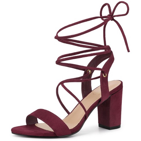 Maroon lace up heels sale