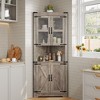 67" Farmhouse Corner Cabinet with Lights Tall Corner Storage Cabinet with Glass Door Wooden Storage Organizer - 2 of 4