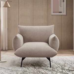 Living Room Accent Chair, Single Sofa Chair, Upholstered Armchair Sofa Chair, with Metal Legs, Mid-Century Modern Lazy Chair - 1 of 4