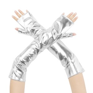 INSPIRE CHIC Women's Faux Leather Fingerless Long Sleeve Gloves 1 Pair - 1 of 4