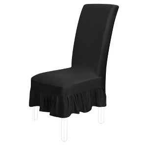 PiccoCasa Ruffled Skirt Spandex Stretch Washable Dining Chair Cover Set 1 Pc - 1 of 3