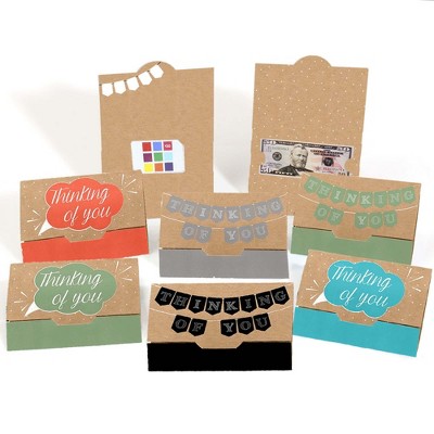 Big Dot of Happiness Assorted Thinking Of You Cards - Blank Thinking Of You Money and Gift Card Holders - Set of 8