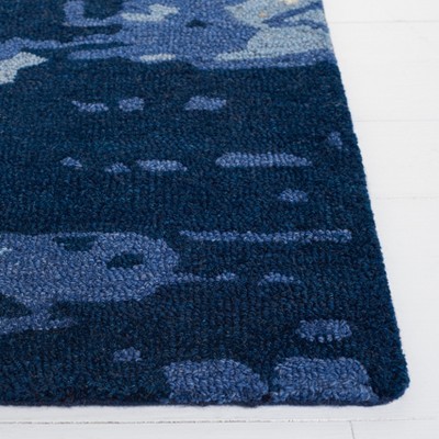 Hand-Tufted Blue Wool Round Area Rug