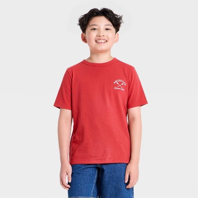 Детские Cat & Jack Kids' Short Sleeve 'American Summer Camp' Graphic T-Shirt - Cat & Jack™ Red L — фото 2