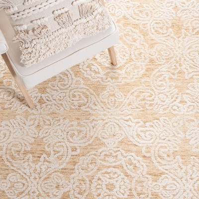Ivory and Gold 6' x 6' Hand-Tufted Wool Square Rug