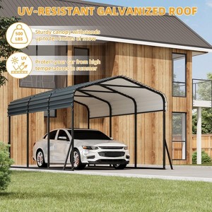 Acekool 10x15 FT Metal Carport with Galvanized Steel Roof and Enhanced Base, Heavy Duty Shelter for Trucks, Boats, Cars, Outdoor Garage - 1 of 4