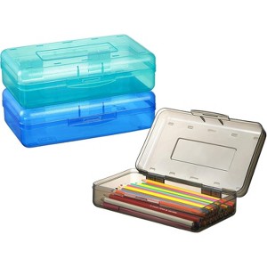 Paaaawaters 3 Pack Pencil Case, Large Hard Pencil Box Bulk, Clear Crayon Box Marker Pen Organizer - 1 of 4
