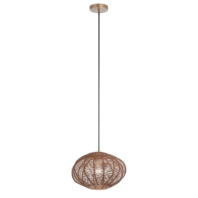 13.5" 1-Light Linnea Pendant Rattan Brown - River of Goods