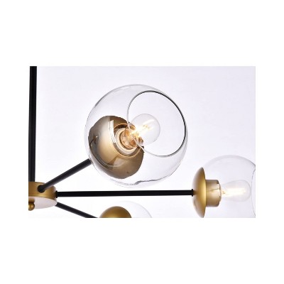 Modern Black and Brass Glass Globe Pendant Light