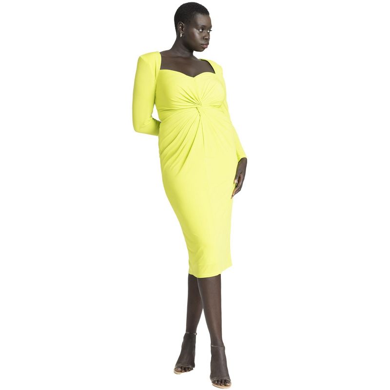 ELOQUII Women's Plus Size Twist Bodice Fitted Dress, 1 of 2