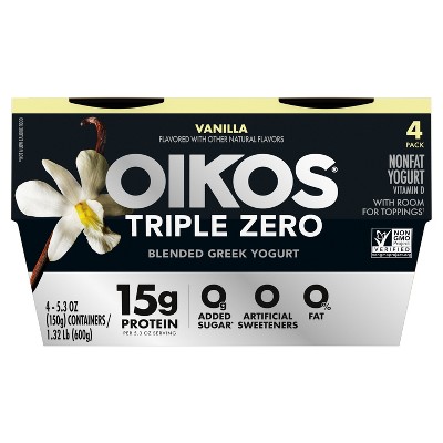 Oikos Triple Zero Vanilla Greek Yogurt - 4ct/5.3oz Cups_7