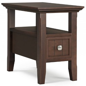 WyndenHall Normandy Narrow Side Table with Drawer Brunette Brown: Storage Shelf, Lacquered Pine Frame - 1 of 4