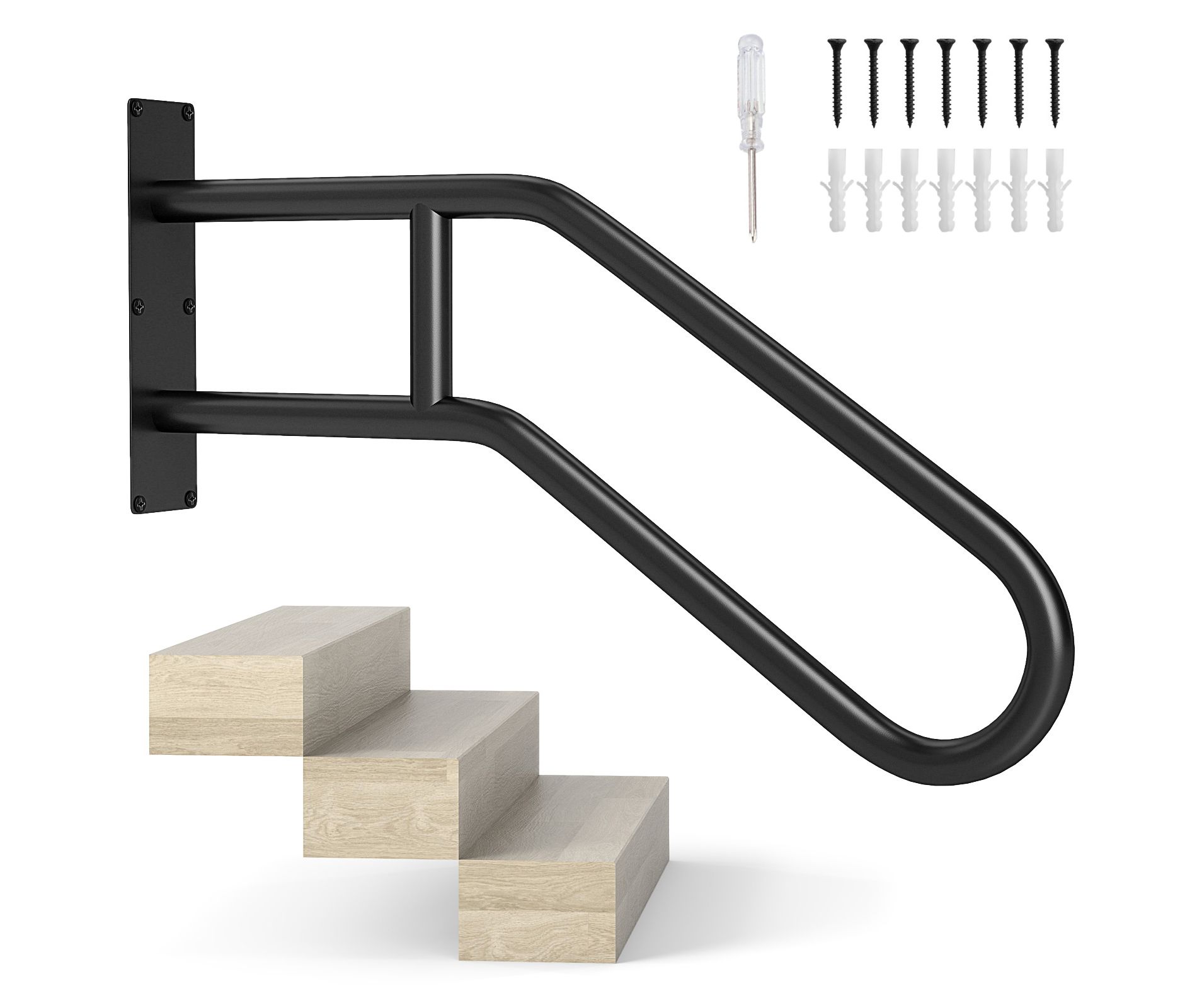 Costway 1 PCS Heavy-duty Handrail Non-slip Wall Mount Stair Hand Railing Grab Bar for Elderly