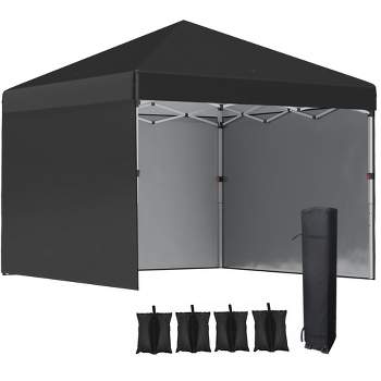 Outsunny 10 x 10ft Pop Up Canopy with Sidewalls, Weight Bags and Carry Bag, Height Adjustable Tents for Parties