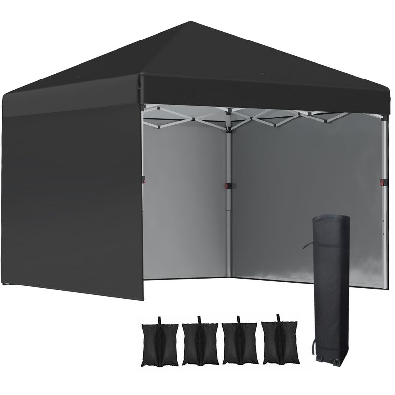 Outsunny 10 x 10ft Pop Up Canopy with Sidewalls, Weight Bags and Carry Bag, Height Adjustable Tents for Parties, 1 of 7