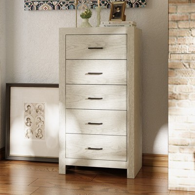 FUFU&GAGA Vertical Dresser Wood Textured Accent 5 Drawer Storage For Bedroom