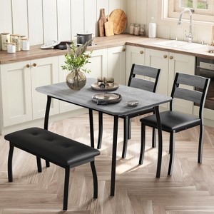 43" 4-Piece Dining Table Set with Bench and Upholstered Chairs, Compact Kitchen Table Set for 4, Modern for Apartment, Dining Room - 1 of 4